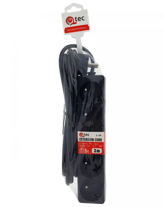 Predlžovací kábel Q-359f 5x z/u 3m čierny