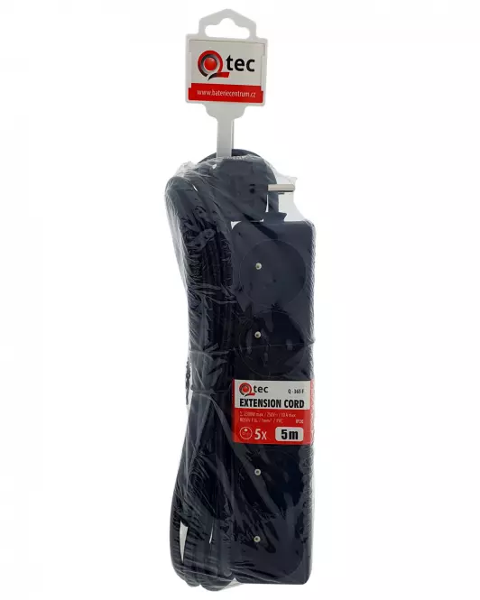 Predlžovací kábel Q-365f 5x z/u 5m čierny
