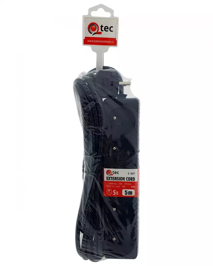 Predlžovací kábel Q-365f 5x z/u 5m čierny