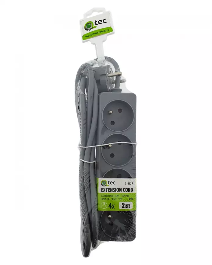 Predlžovací kábel Q-392f 4x z/u 2m sivý