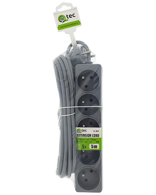 Predlžovací kábel Q-405f 5x z/u 5m sivý