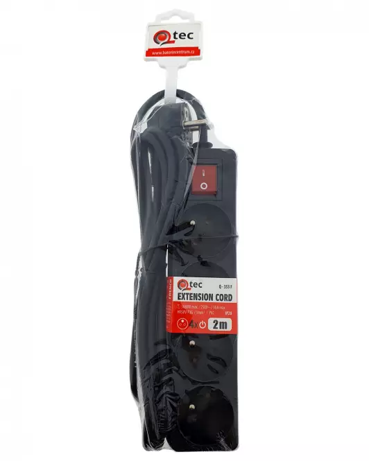 Predlžovací kábel s vypínačom Q-353f 4x z/u 2m čierny