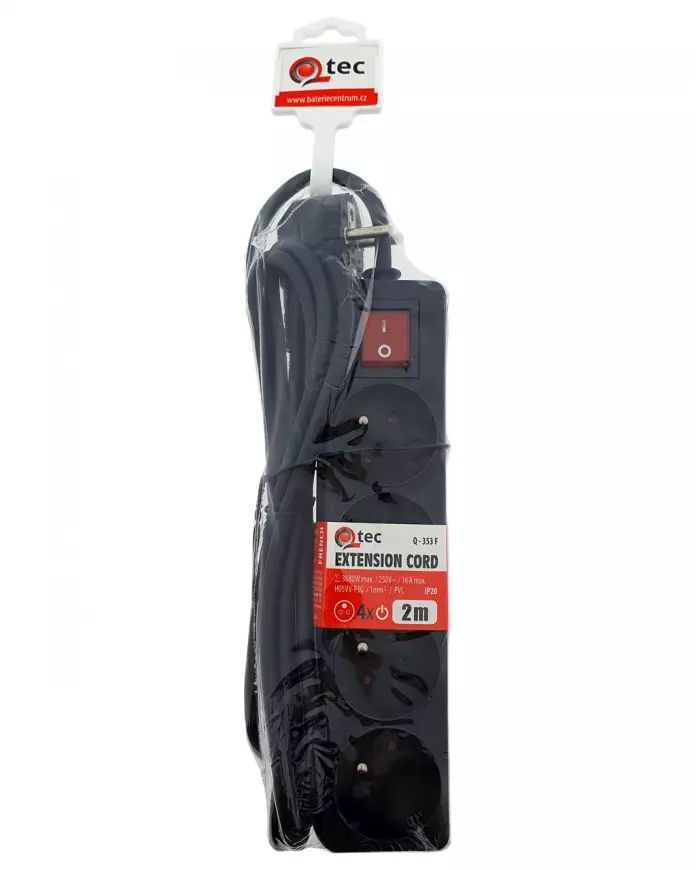 Predlžovací kábel s vypínačom Q-353f 4x z/u 2m čierny