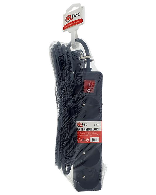 Predlžovací kábel s vypínačom Q-364f 4x z/u 5m čierny