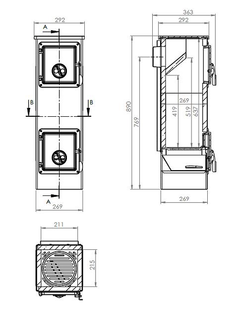  Krbové kachle EVA LUX 5,3 KW,4