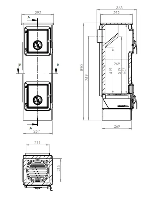 Krbové kachle EVA LUX 5,3 KW,4