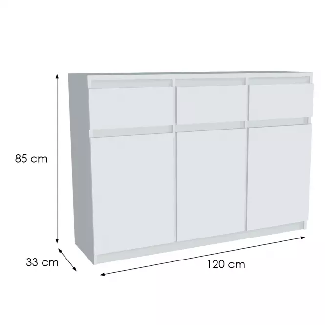 Komoda Merg 3D3S biela