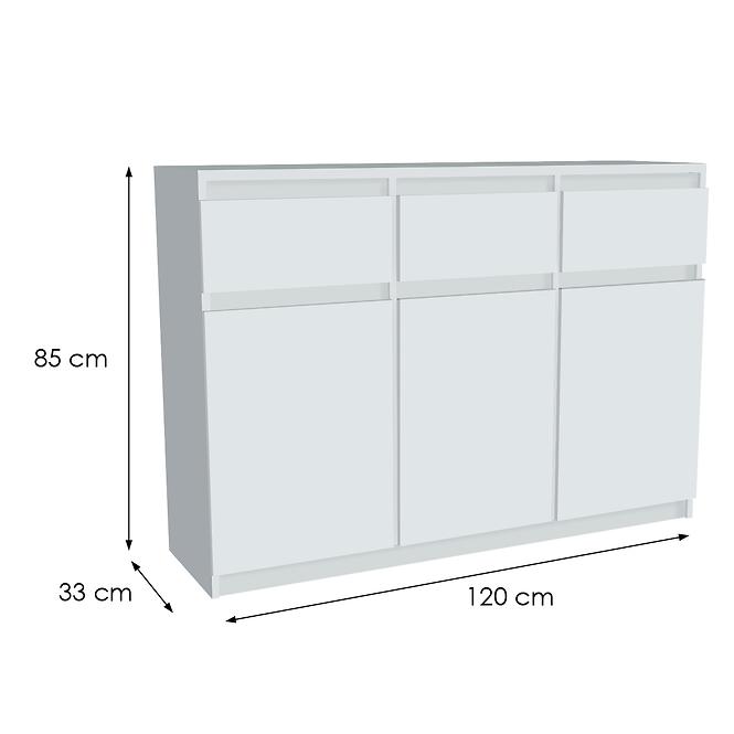 Komoda Merg 3D3S biela