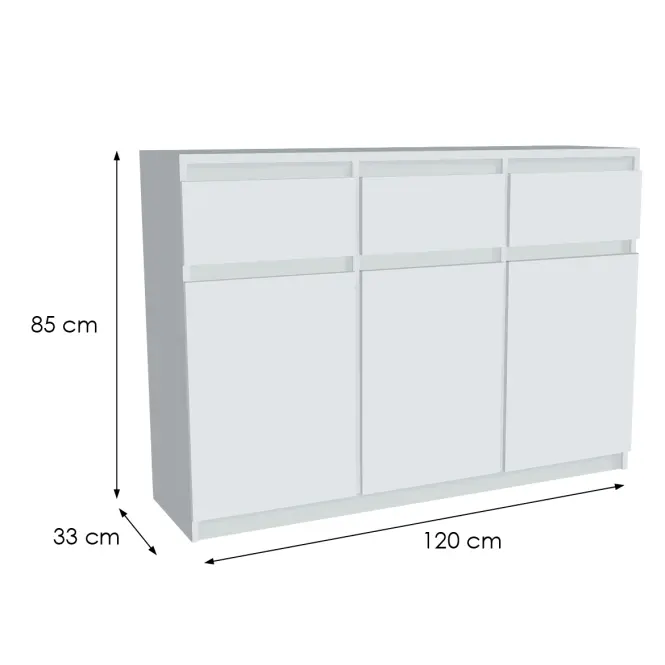 Komoda Merg 3D3S biela,2
