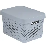 Úložný box s vekom 17 l Infinity 229168 svetlosivý