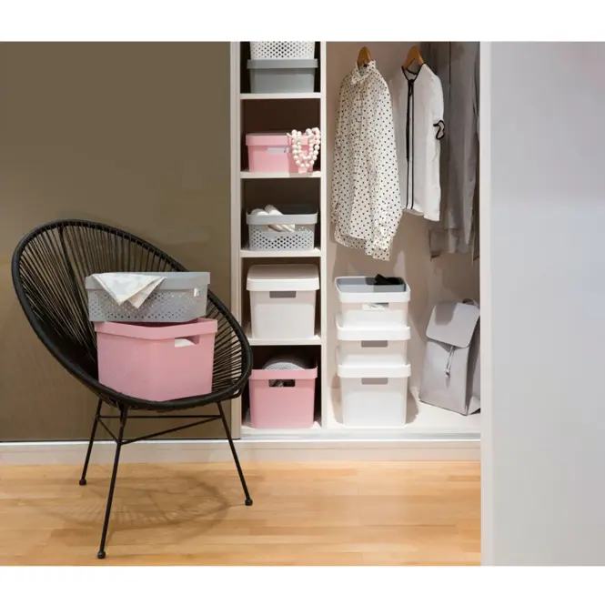 Úložný box s vekom 17 l Infinity 229168 svetlosivý,2