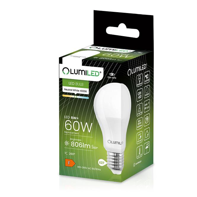Žiarovka Lumiled A60 8W 840 E27 806lm 4000K