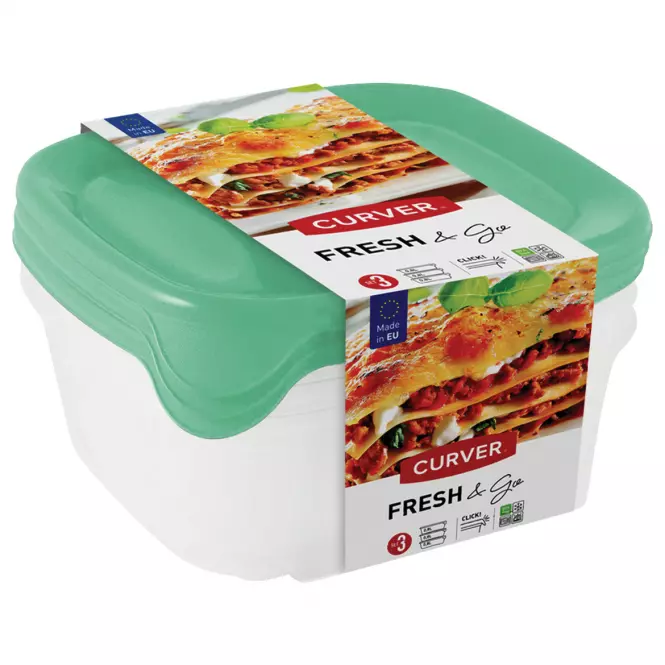 Sada 3 štvorcových nádob 0,8l fresh&go 249416 mix farieb,2