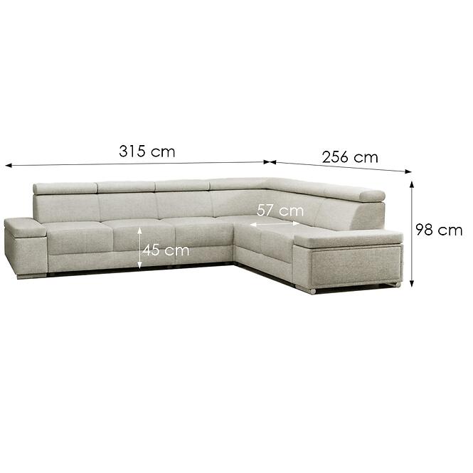 Rohová sedacia súprava Ester B+2F+R+3+B Majestic 603,2