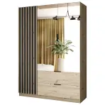 Skriňa Vegas 150 cm so zrkadlom – artisan/grafit, trojdverová, zásuvky