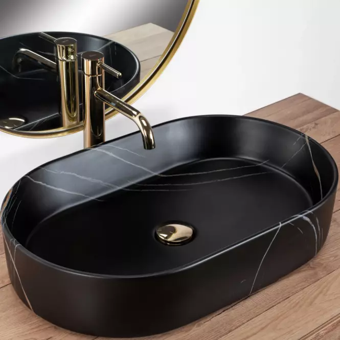 Umývadlo na dosku Nadia 60 Black Stone Matt Rea-U8565 