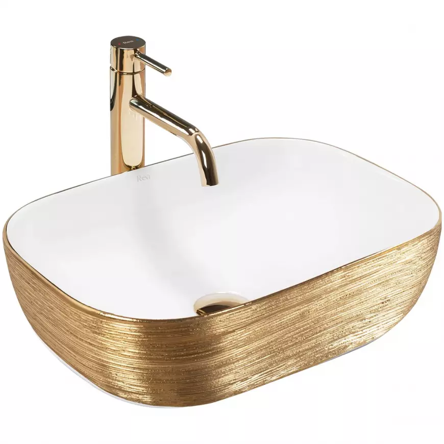Umývadlo na dosku Belinda Gold Brush/White Rea-U7422