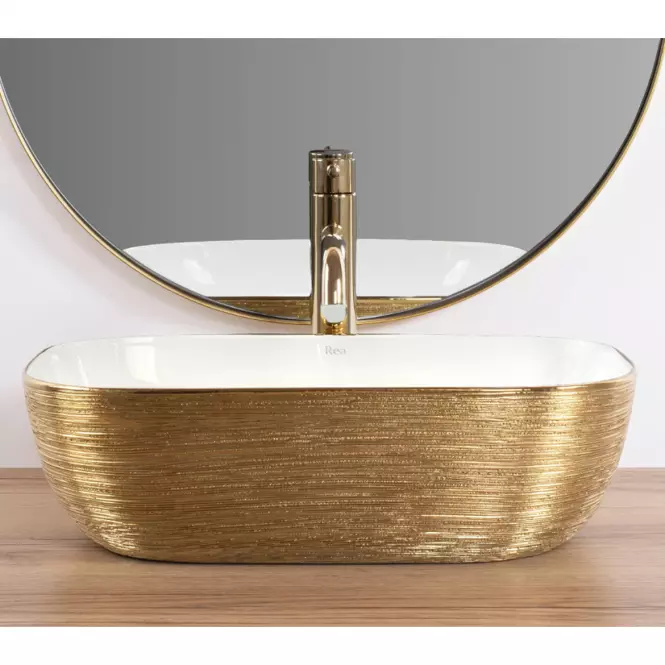 Umývadlo na dosku Belinda Gold Brush/White Rea-U7422,3