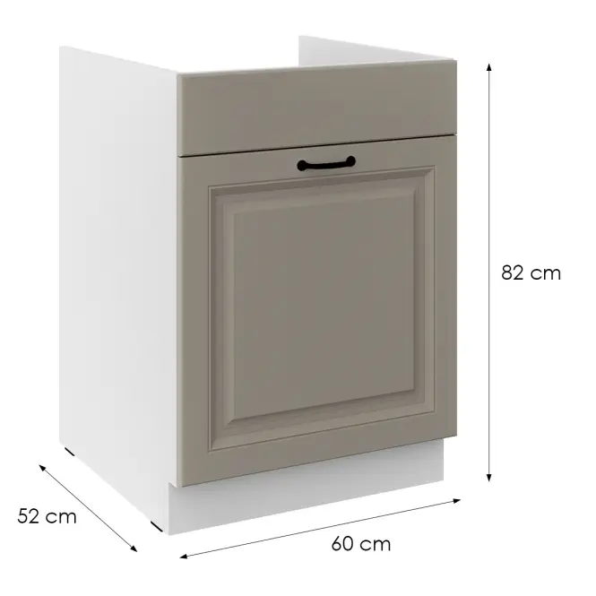 Kuchynská skrinka Stilo claygrey/biely 60ZL 1S BB,2