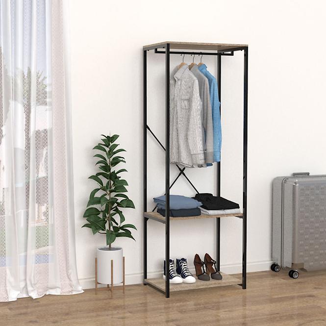 Vešiak s policami 9327 prírodné/čierna,7