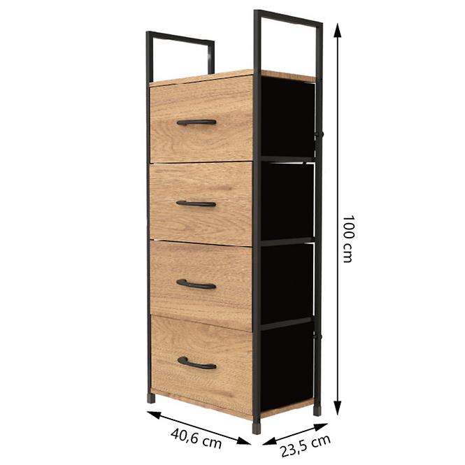 Regál so zásuvkami 9329 prírodné/čierna,2