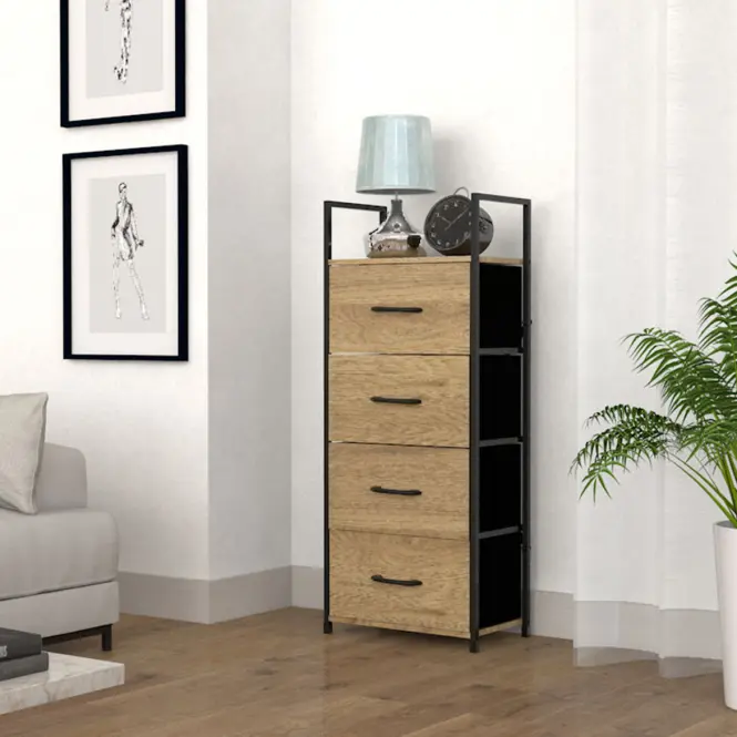 Regál so zásuvkami 9329 prírodné/čierna,5