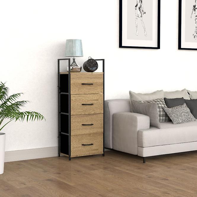 Regál so zásuvkami 9329 prírodné/čierna,6