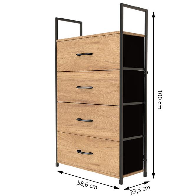 Regál so zásuvkami 9330 prírodné/čierna,2
