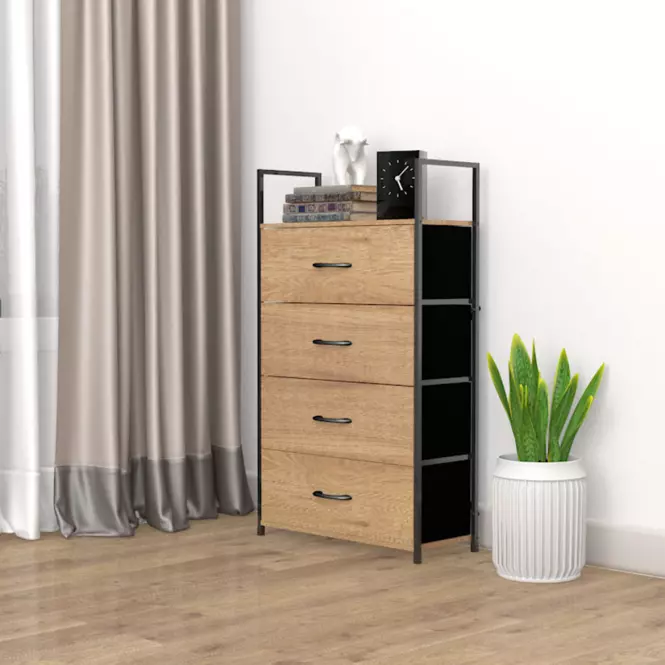 Regál so zásuvkami 9330 prírodné/čierna