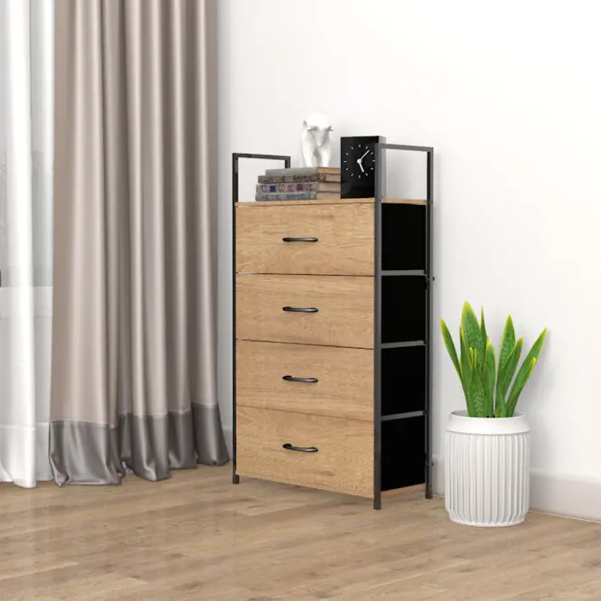 Regál so zásuvkami 9330 prírodné/čierna,5