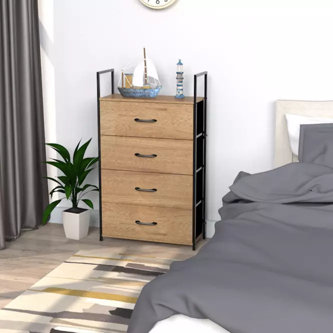 Regál so zásuvkami 9330 prírodné/čierna