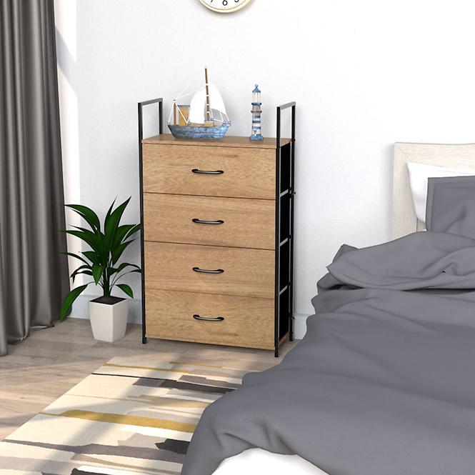 Regál so zásuvkami 9330 prírodné/čierna,6