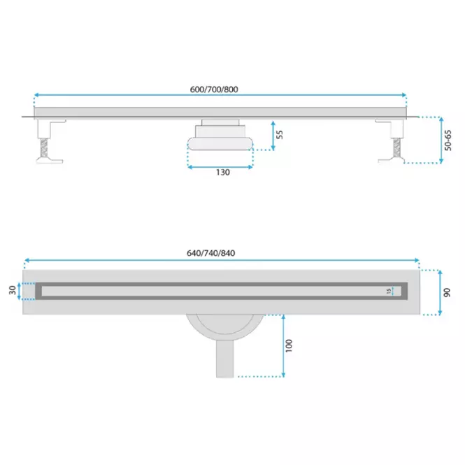 Lineárny odtok Neox Slim Pro 800 Gold Rea G2718 