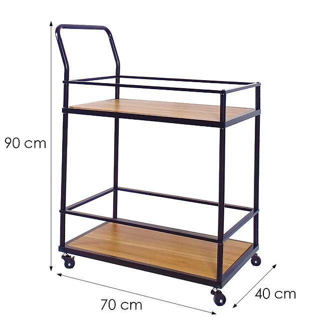 Kuchynský vozík PD230206 dub tmavý/čierna