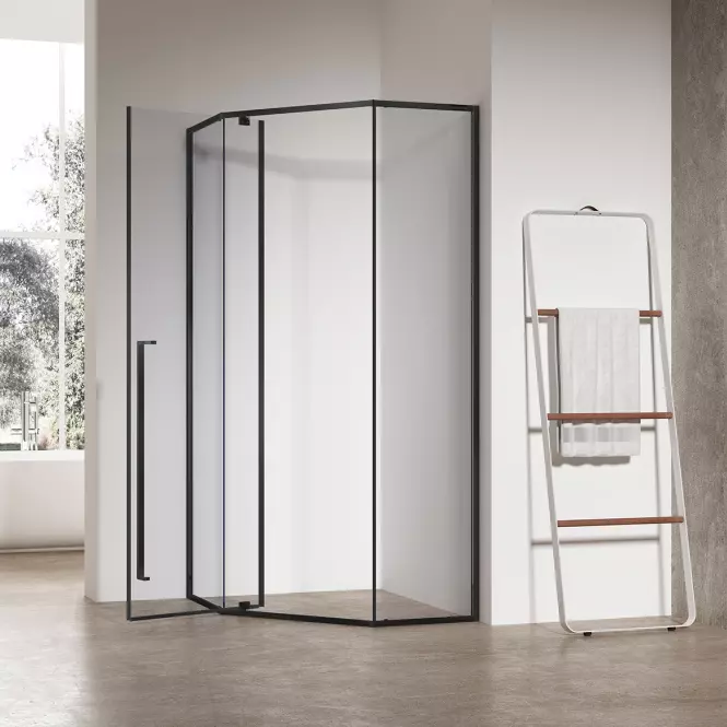 Sprchový kút päťuhlová Light 80x80x195 black,4