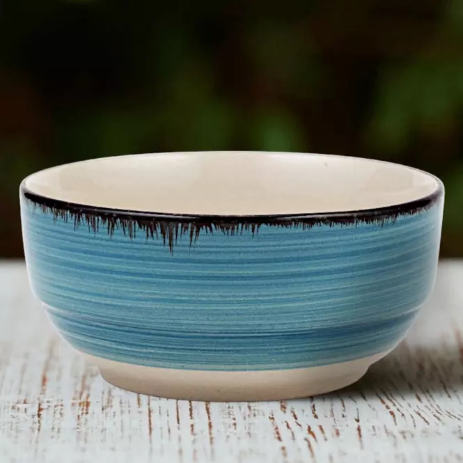 Keramická miska "Lines faded blue" na cereálie, 14 cm,3