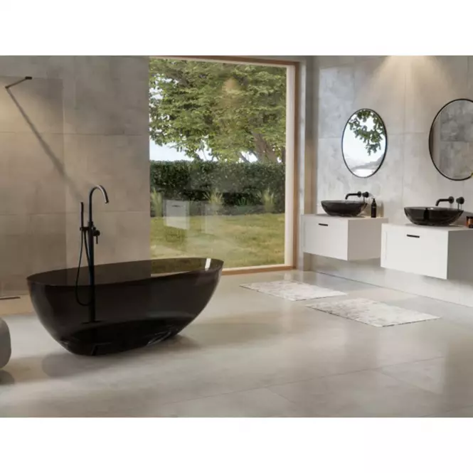Voľne stojaca vaňa Xara 160/75 Carbon Grey sifón klik-klak čierna mat