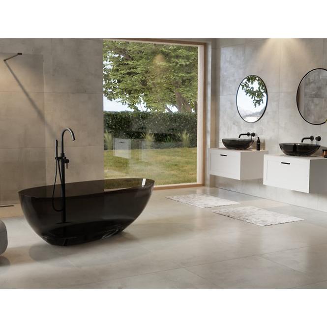 Voľne stojaca vaňa Xara 160/75 Carbon Grey sifón klik-klak čierna mat,8