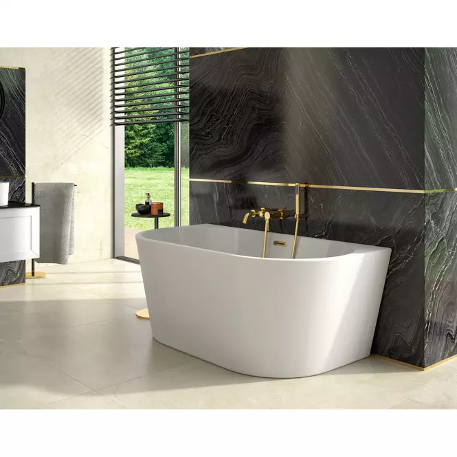 Voľne stojaca vaňa prístenná Vica New 160/80 + sifón klik-klak čistený z hora s prepadom slim chróm