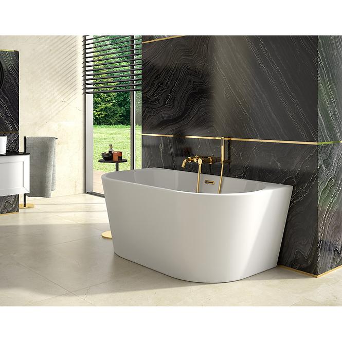 Voľne stojaca vaňa prístenná Vica New 160/80 + sifón klik-klak čistený z hora s prepadom slim chróm