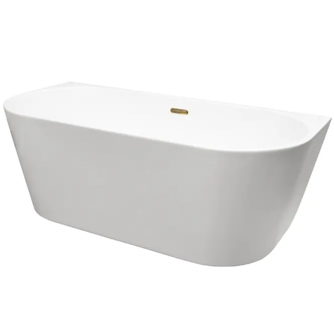 Voľne stojaca vaňa prístenná Vica New 160/80 + sifón klik-klak čistený z hora s prepadom štrbinovým slim zlatý