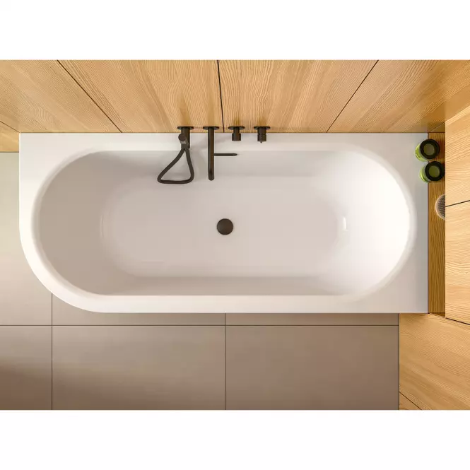 Voľne stojaca vaňa nástenná Avita A-Line 160P + sifón klik-klak chróm