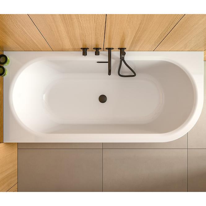 Voľne stojaca vaňa prístenná Avita A-Line 160L + sifón klik-klak chróm