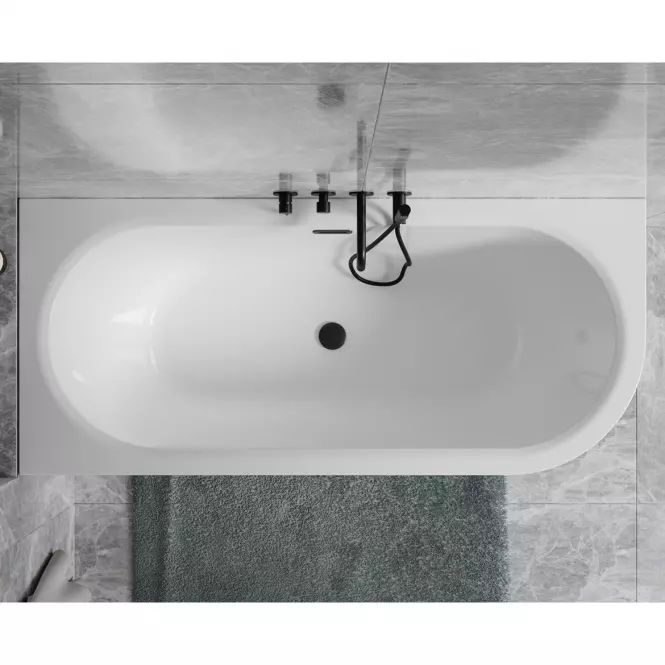 Voľne stojaca vaňa prístenná Avita A-Line 160L + sifón klik-klak chróm,9