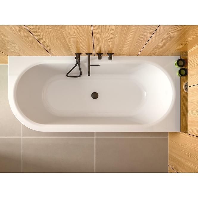 Voľne stojaca vaňa nástenná Avita A-Line 160P + sifón klik-klak zlatá