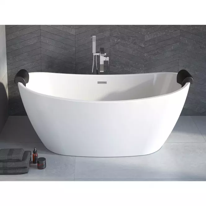 Voľne stojaca vaňa Ayla 170/80 + sifón klik-klak s prepadom čierna