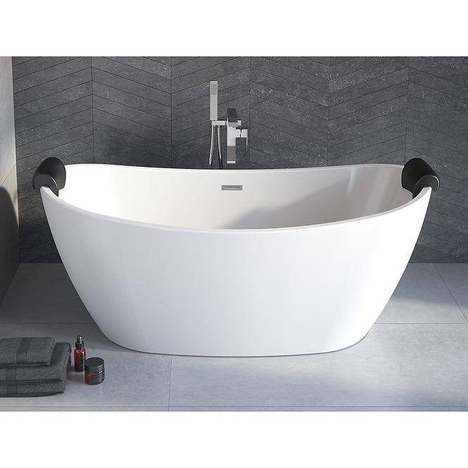 Voľne stojaca vaňa Ayla 170/80 + sifón klik-klak s prepadom čierna,5