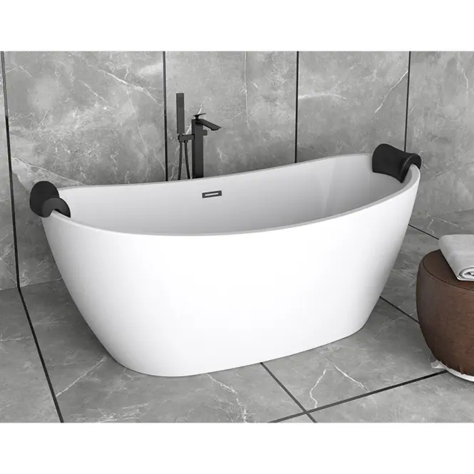 Voľne stojaca vaňa Ayla 170/80 + sifón klik-klak s prepadom čierna,7