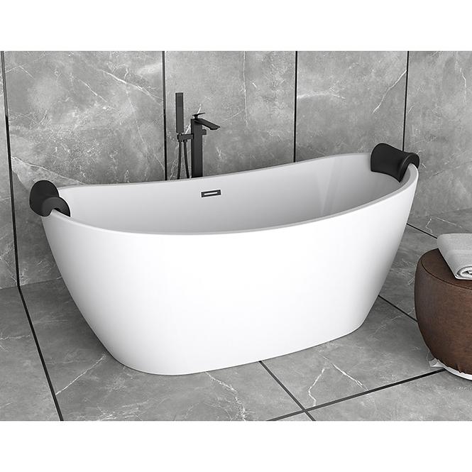 Voľne stojaca vaňa Ayla 170/80 + sifón klik-klak s prepadom čierna,7