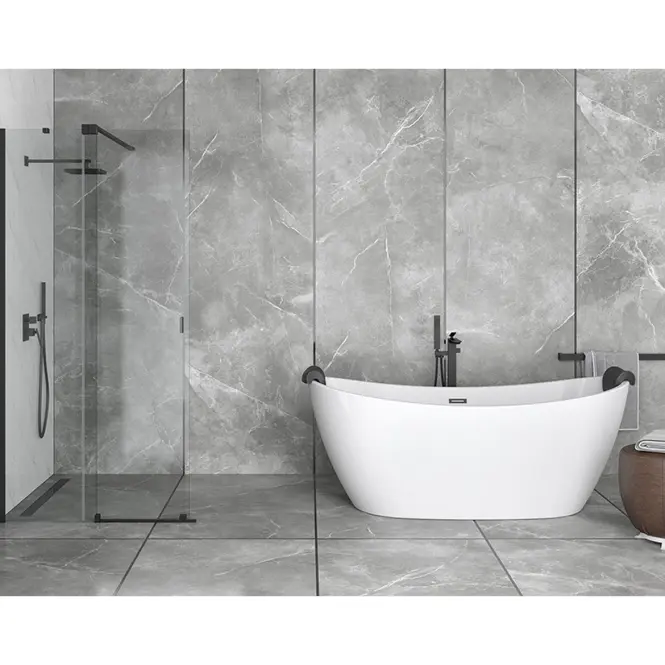 Voľne stojaca vaňa Ayla 170/80 + sifón klik-klak s prepadom čierna,9